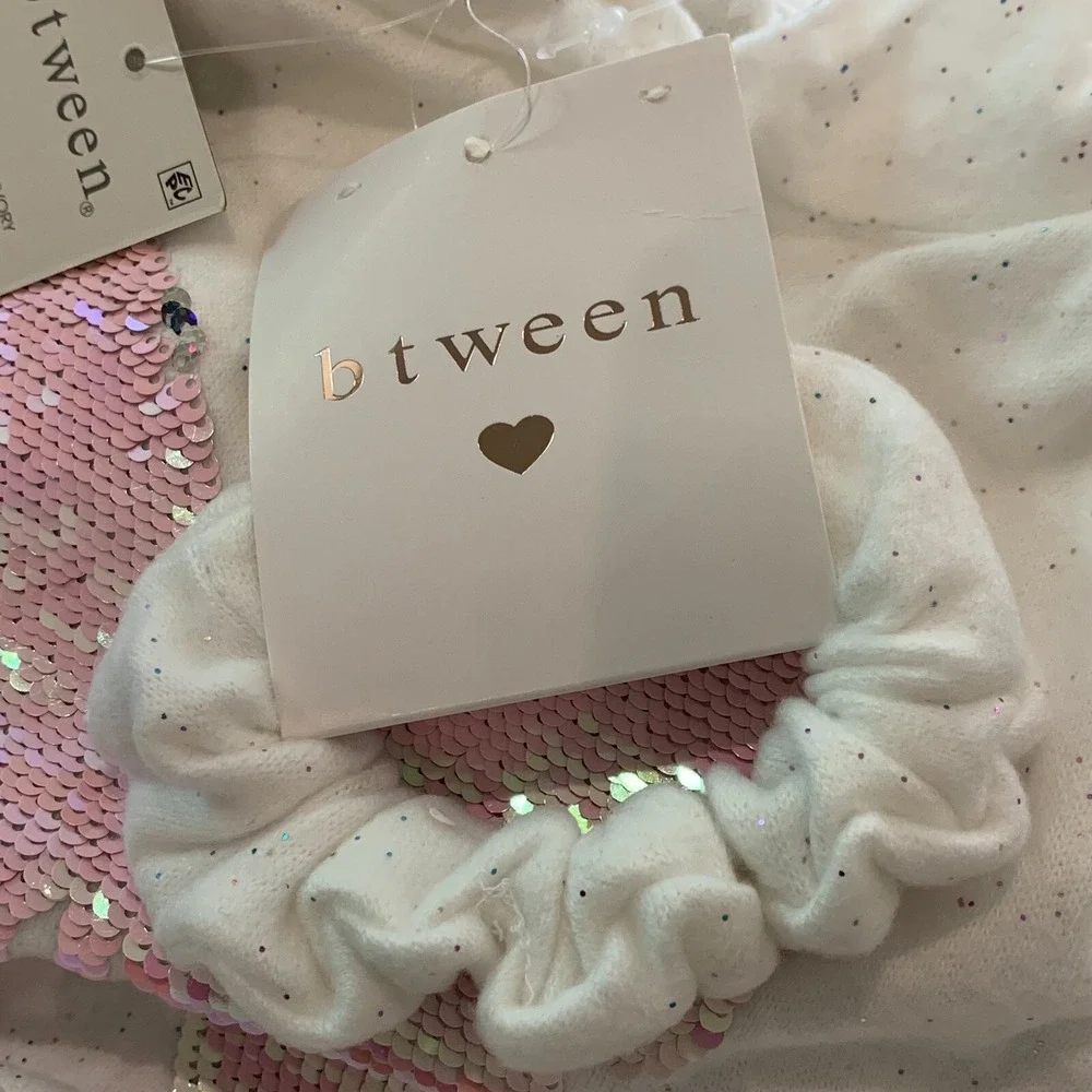 Btween Girls Long Sleeve Sweatshirt with Scrunchie 8 Ivory Pink New with Tags